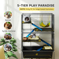 Load image into Gallery viewer, PawHut 59" 5-Level Small Animal Cage, Rolling Ferret Chinchilla Cage with Slide Out 6.3" Deep Tray, Non-Slip Cloth Covered Ramps, Hammock, for Rabbits, Pet Mink, Squirrel, Dark Gray
