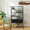 Load image into Gallery viewer, PawHut 59" 5-Level Small Animal Cage, Rolling Ferret Chinchilla Cage with Slide Out 6.3" Deep Tray, Non-Slip Cloth Covered Ramps, Hammock, for Rabbits, Pet Mink, Squirrel, Dark Gray
