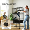 Load image into Gallery viewer, PawHut 59" 5-Level Small Animal Cage, Rolling Ferret Chinchilla Cage with Slide Out 6.3" Deep Tray, Non-Slip Cloth Covered Ramps, Hammock, for Rabbits, Pet Mink, Squirrel, Dark Gray
