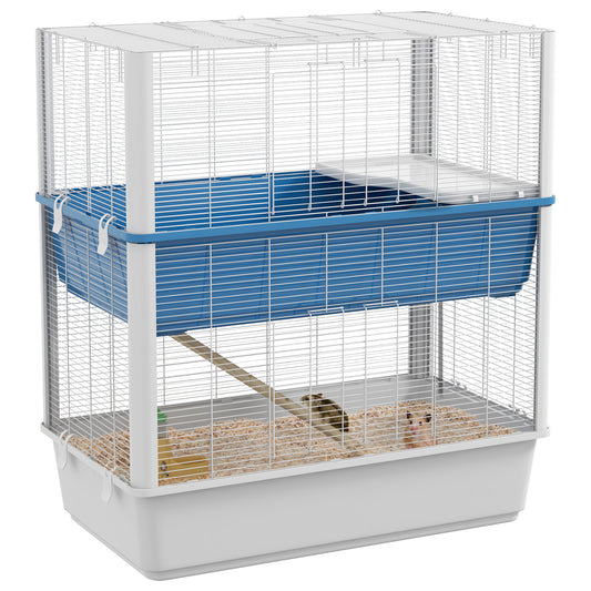 Large Hamster Cage with Accessories, Rat Cage Gerbil Habitat with Detachable Bottom, Ramps, Platform, Food Bowl, Water Bottle, 31" x 18" x 35"