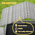 Load image into Gallery viewer, Rattan Dog House, Extendable Outdoor Wicker Dog Bed w/ Water-Resistant Roof, Removable Cushion, for Small and Medium Dogs - Charcoal Grey
