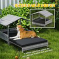 Load image into Gallery viewer, Rattan Dog House, Extendable Outdoor Wicker Dog Bed w/ Water-Resistant Roof, Removable Cushion, for Small and Medium Dogs - Charcoal Grey
