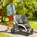 Load image into Gallery viewer, Pet Stroller for Small Medium Large Dogs and Cats, Foldable Dog Stroller with 4 Wheels, Shock-Absorbing Frame, Safety Leashes, Brakes, for Pets up to 66 lbs, Dark Grey
