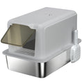 Load image into Gallery viewer, Stainless Steel Cat Litter Box, Extra Large Metal Cat Litter Tray with Lid, Scoop, Filter Bags, Grey
