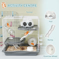 Load image into Gallery viewer, 3-Tier Hamster Cage, Portable Gerbil Cage with Exercise Wheel, Tunnel, Water Bottle, Food Dish, Hut, Ramp, for Dwarf Hamsters, Mouse, 17.7" x 11.8" x 17.7", Grey
