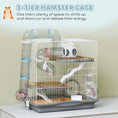 Load image into Gallery viewer, 3-Tier Hamster Cage, Portable Gerbil Cage with Exercise Wheel, Tunnel, Water Bottle, Food Dish, Hut, Ramp, for Dwarf Hamsters, Mouse, 17.7" x 11.8" x 17.7", Grey
