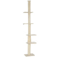 Load image into Gallery viewer, PawHut Floor to Ceiling Cat Tree, 89"-108" 5 Tier Cat Tower with Scratching Post, Hand Crank & Anti-Tip Kit, Tall Cat Tree for Indoor Cats, Kittens, Cream White
