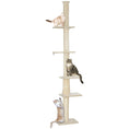 Load image into Gallery viewer, PawHut Floor to Ceiling Cat Tree, 89"-108" 5 Tier Cat Tower with Scratching Post, Hand Crank & Anti-Tip Kit, Tall Cat Tree for Indoor Cats, Kittens, Cream White
