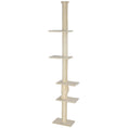 Load image into Gallery viewer, PawHut Floor to Ceiling Cat Tree, 89"-108" 5 Tier Cat Tower with Scratching Post, Hand Crank & Anti-Tip Kit, Tall Cat Tree for Indoor Cats, Kittens, Cream White
