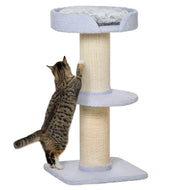 36"H Large Cat Scratching Post for Indoor Cats, Bold Cat Tree Multi-Level Kitty Tower with Sisal Mat Scratch Rope, Cat Bed, Removable Cushion, Perch, Light Blue