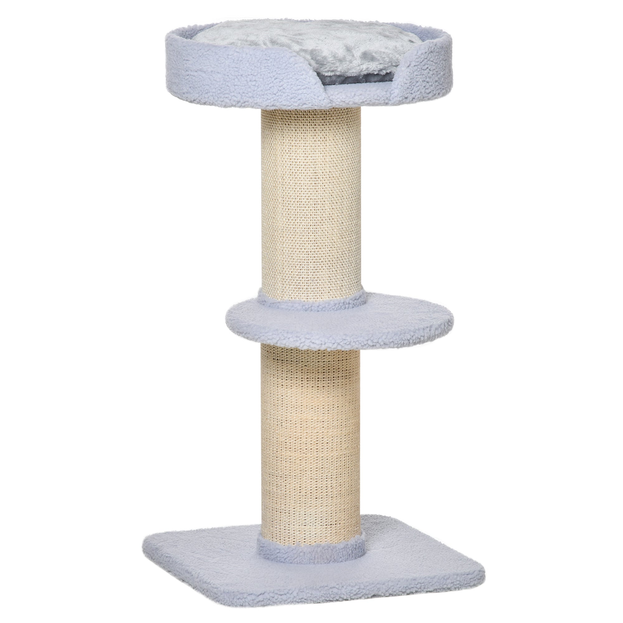 36"H Large Cat Scratching Post for Indoor Cats, Bold Cat Tree Multi-Level Kitty Tower with Sisal Mat Scratch Rope, Cat Bed, Removable Cushion, Perch, Light Blue