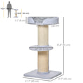 Load image into Gallery viewer, 36"H Large Cat Scratching Post for Indoor Cats, Bold Cat Tree Multi-Level Kitty Tower with Sisal Mat Scratch Rope, Cat Bed, Removable Cushion, Perch, Light Blue
