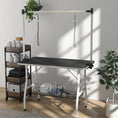 Charger l'image dans la visionneuse de la galerie, 42in Foldable Dog Grooming Table, Pet Grooming Table with Adjustable Grooming Arms, Storage Shelf, Two Nooses, 42" x 24" x 61", Black
