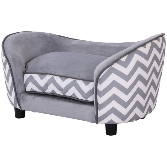 Dog Sofa for XS-Sized Dogs, Elevated Pet Bed with Removable Sponge Padded Cushion, Cat Couch Lounge with Washable Cover, Storage Bag, Grey