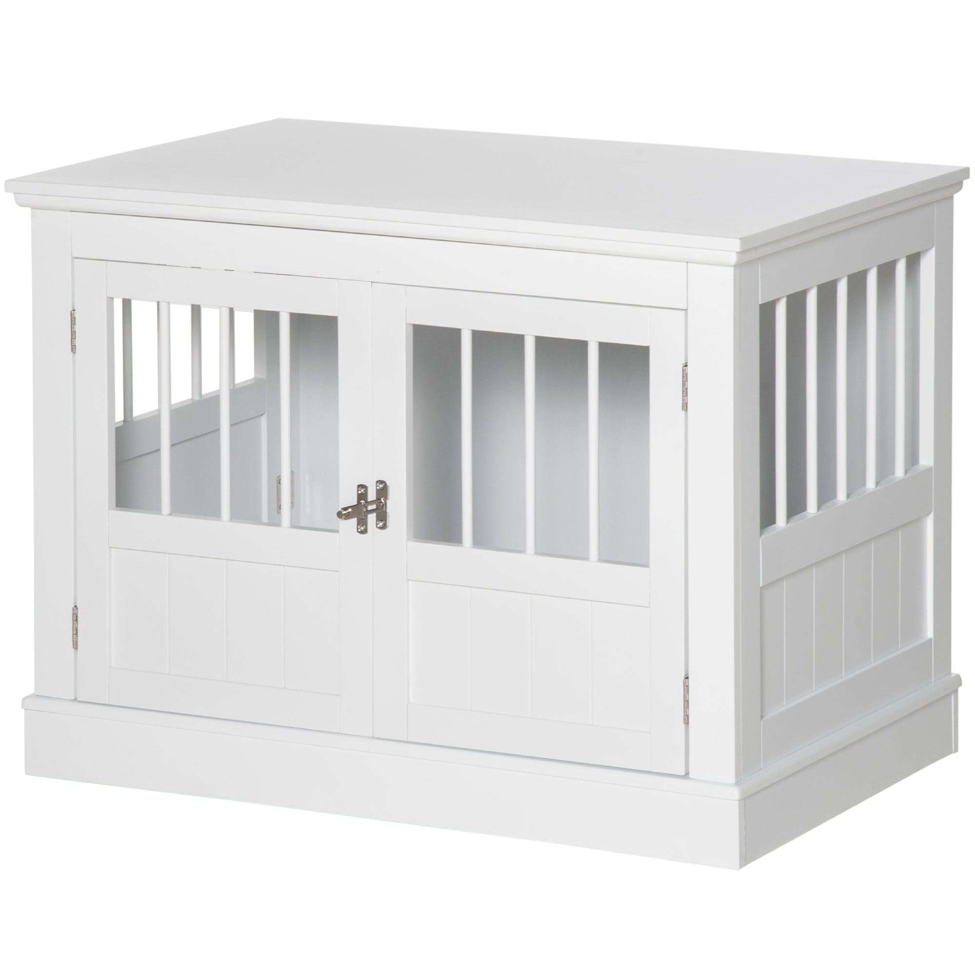 Dog Crate Furniture, 31" Dog Kennel Side End Table with Three Doors, Indoor Dog Cage for Small Dogs, White