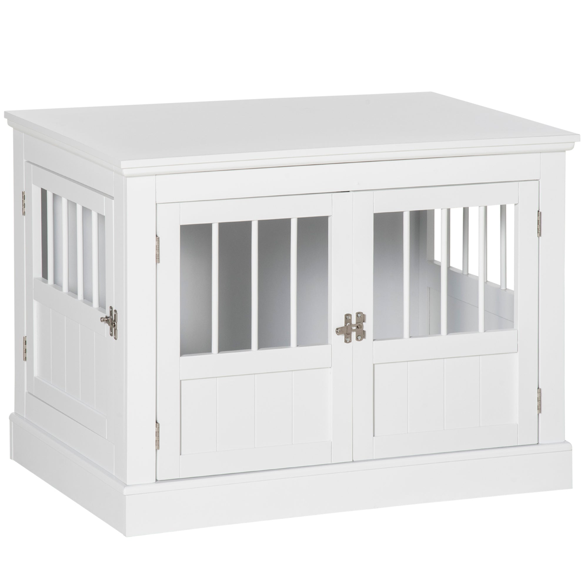 Dog Crate Furniture, 31" Dog Kennel Side End Table with Three Doors, Indoor Dog Cage for Small Dogs, White