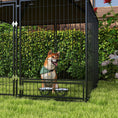 Load image into Gallery viewer, PawHut Outside Dog Kennel, 4.6' x 4.6' x 5' Puppy Play Pen with Canopy, Garden Playpen Fence Crate Enclosure Cage Rotating Bowl, Black
