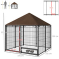 Load image into Gallery viewer, Outdoor Dog Kennel Puppy Play Pen with Canopy Garden Playpen Fence Crate Enclosure Cage Rotating Bowl 141 x 141 x 151 cm
