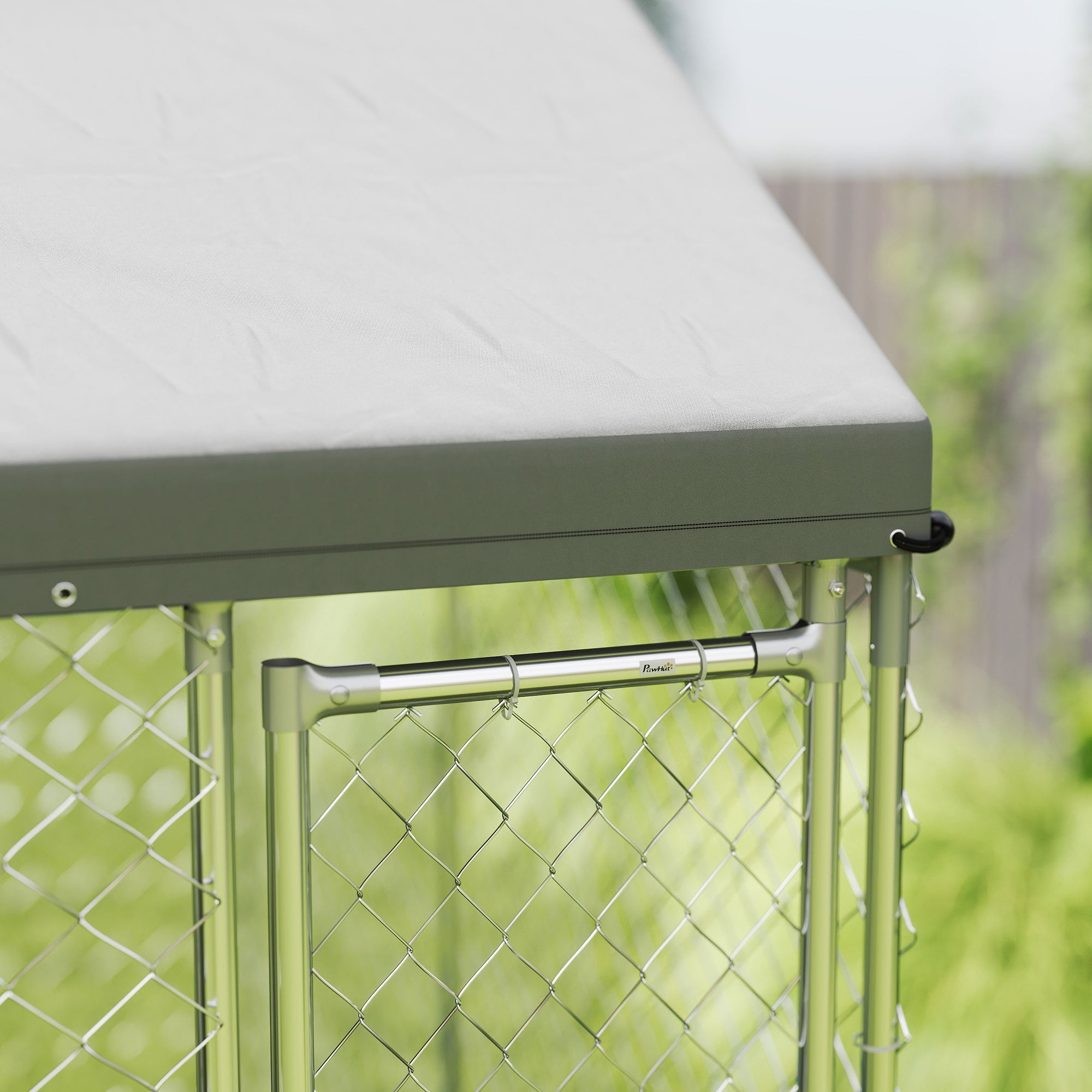 Outdoor Dog Kennel with Roof, Heavy Duty Galvanized Steel Dog Run Chain Link w/ Waterproof UV-Resistant Cover, Safety Lockable Latch System, 13.1' x 7.5' x 7.8