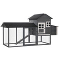 Load image into Gallery viewer, 84" Chicken Coop Wooden Hen House Rabbit Hutch Poultry Cage Pen Outdoor Backyard with Nesting Box and Run, Grey
