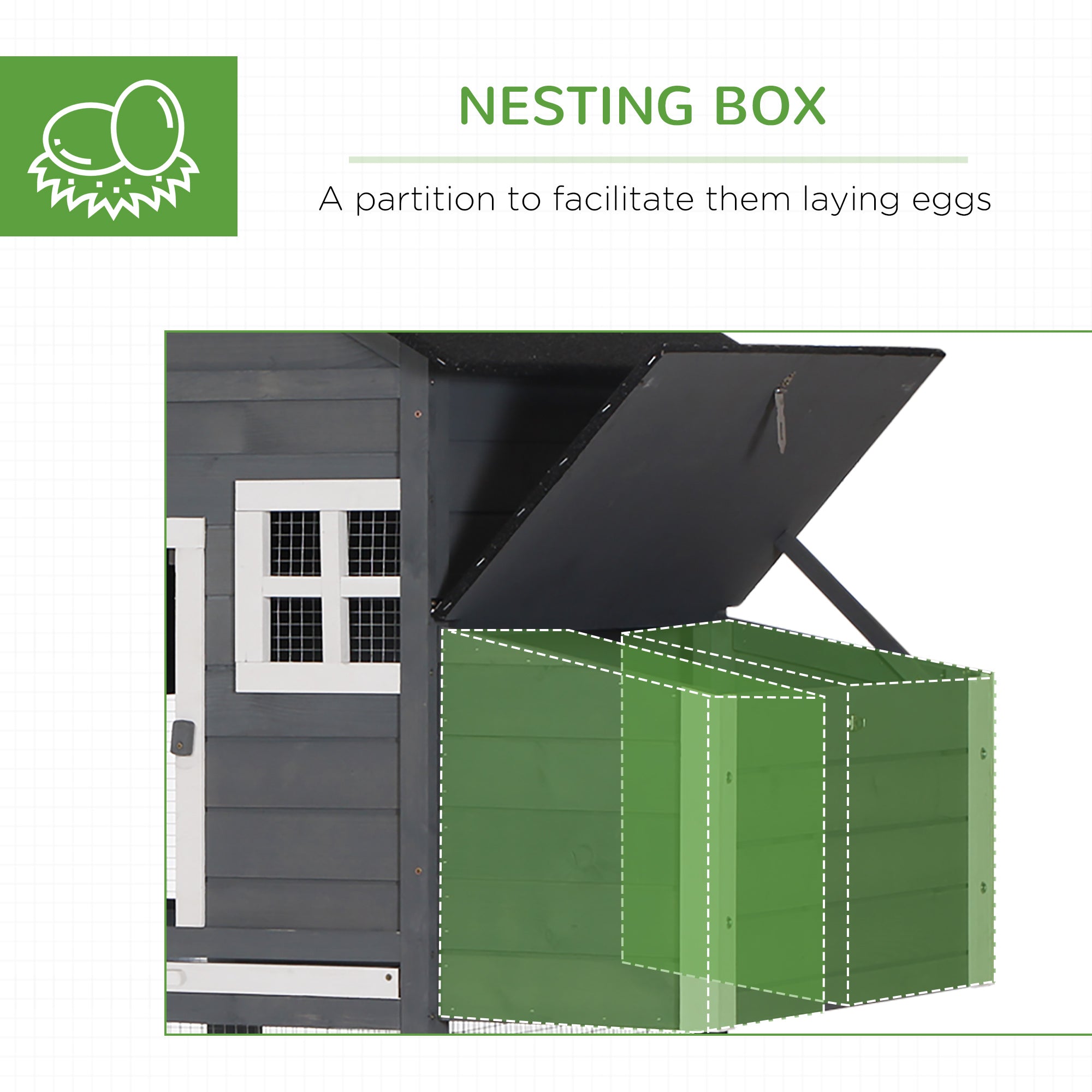 84" Chicken Coop Wooden Hen House Rabbit Hutch Poultry Cage Pen Outdoor Backyard with Nesting Box and Run, Grey