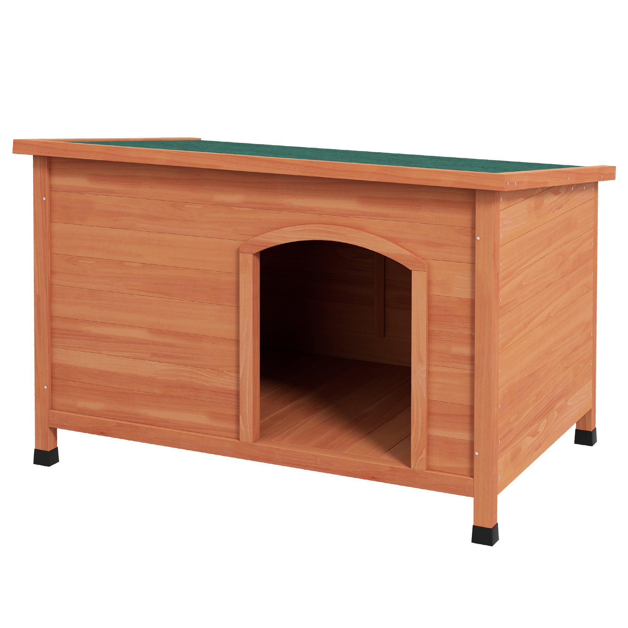 Wooden Dog Kennel Outdoor Pet House Elevated with Removable Floor, Openable Roof, for Large Dogs, 100 x 65.5 x 68cm - Natural Wood Tone
