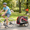 Load image into Gallery viewer, Dog Bike Trailer, 2 in 1 Foldable Pet Stroller Security Harness, Reflectors, Quick Release Wheels, Flag, for Medium Dogs, Red

