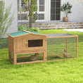 Load image into Gallery viewer, PawHut Rabbit Hutch 2-Story Bunny Cage Small Animal House with Slide Out Tray, Detachable Run, for Indoor Outdoor, 61.5" x 23" x 27", Natural
