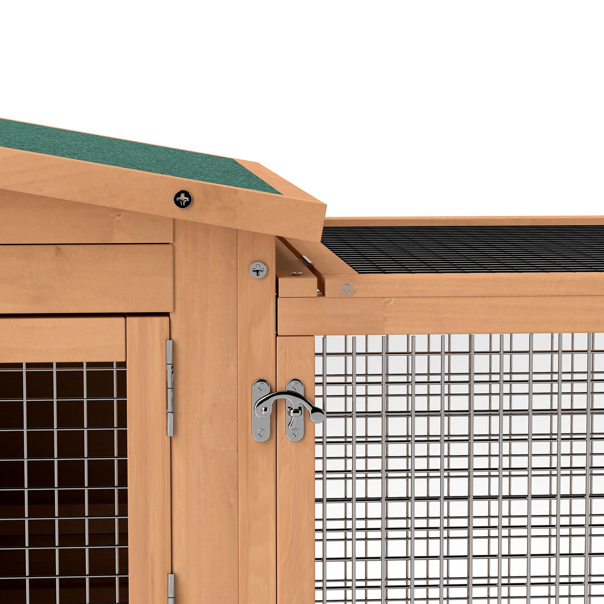 PawHut Rabbit Hutch 2-Story Bunny Cage Small Animal House with Slide Out Tray, Detachable Run, for Indoor Outdoor, 61.5" x 23" x 27", Natural