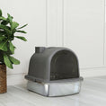 Charger l'image dans la visionneuse de la galerie, Stainless Steel Litter Box with Lid, Enclosed Cat Litter Box with Scoop, Deodorizer Bag, Handle, Odour Control, Non-Sticky and Easy to Clean, Dark Grey
