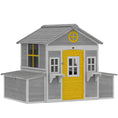Load image into Gallery viewer, Wooden Chicken Coop, Hen House for 2-4 Hens, Outdoor Playhouse Poultry Cage with 2 Nesting Boxes, Waterproof Roof, Windows, Chicken Hutch for Farm Backyard, 72" x 50" x 54", Gray
