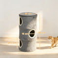 Load image into Gallery viewer, Cat House for Indoor Kittens, Cat Condo with Removable Washable Cover, Modern Barrel-Shaped Kitty Cave Bed, Stable Multi-Level Kitten Hideaway for Play & Rest, 40 x 40 x 80 cm, Grey
