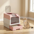 Load image into Gallery viewer, Cat litter Box with Lid, Enclosed Cat Litter Box with Pull-Out Drawer Tray, Scoop, 4 Deodorisation Bags, Front Entry & Top Exit, Privacy, Odour Control and Easy to Clean, Pink
