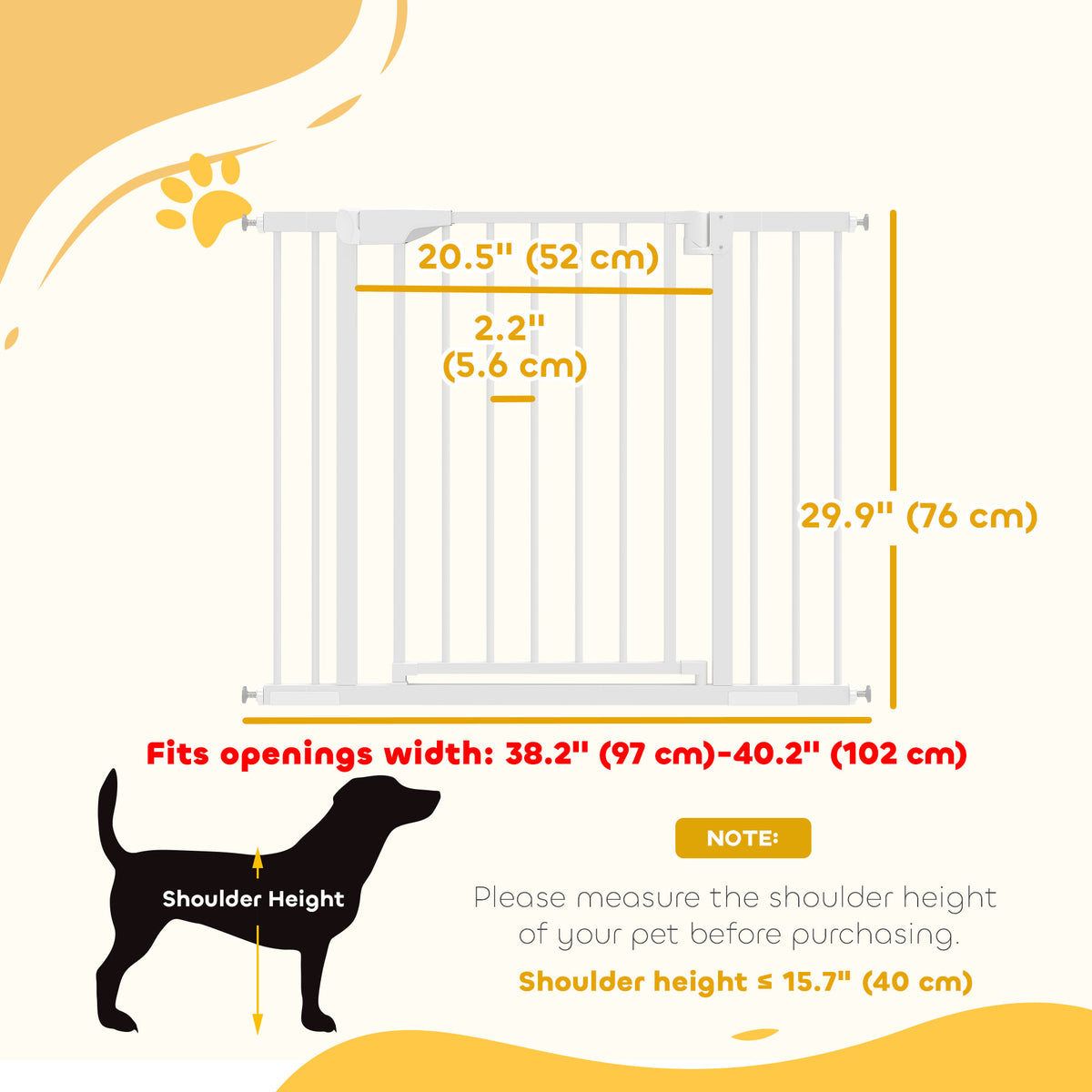 Baby Gate, 30"-32", 33"-35", 35"-37", 38"-40"W Pet Gate with 2 Extension Kits, Auto-Close, Two-Way Open, Pressure Mounted for Stair, Doorways and Hallways, 30"H, White