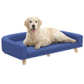Load image into Gallery viewer, PawHut Dog Sofa Couch, Pet Bed with Comfortable Luxury Cushion, Washable Cover, Wooden Legs, Anti-slip Mat for Large Dogs, Cats, Kittens, Blue
