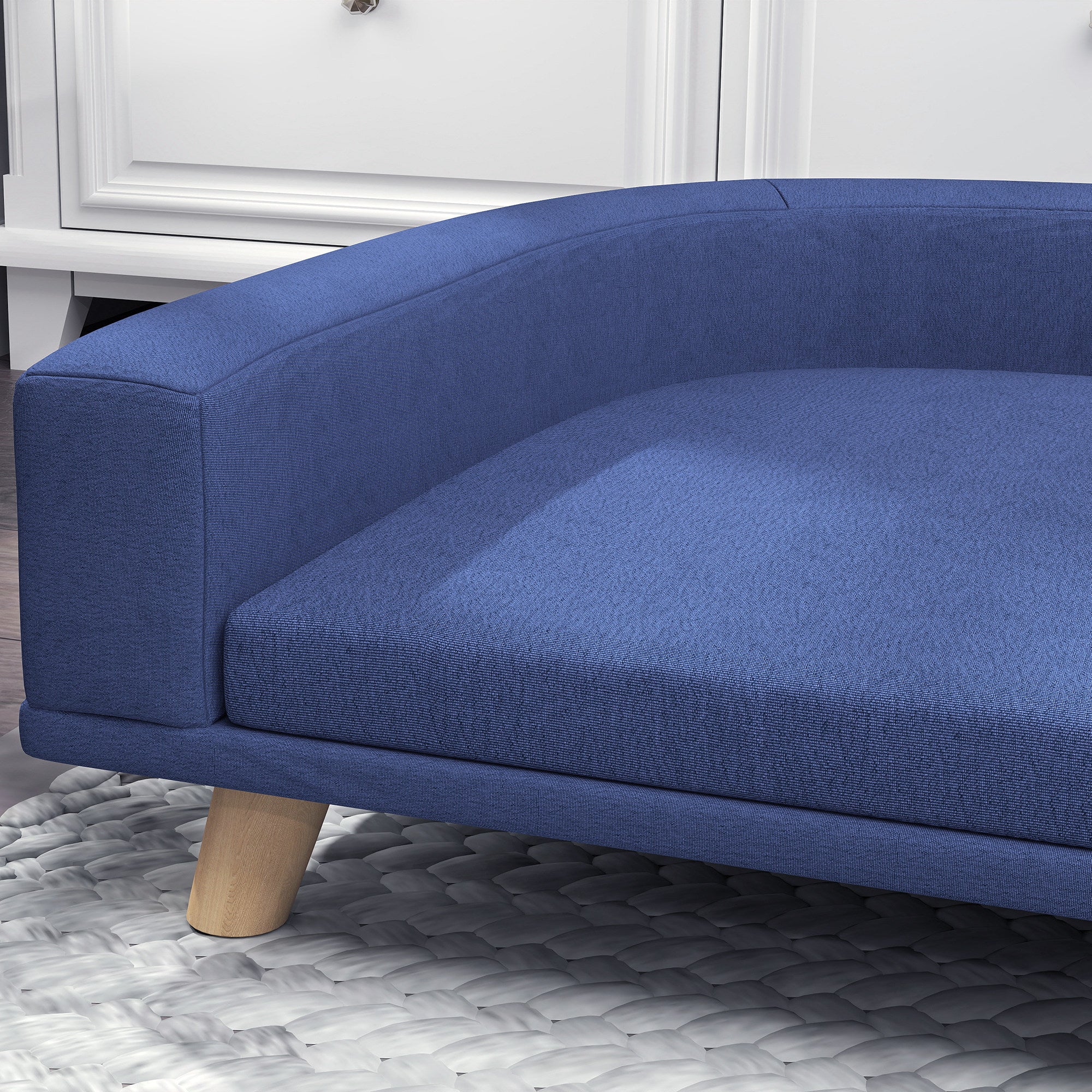 PawHut Dog Sofa Couch, Pet Bed with Comfortable Luxury Cushion, Washable Cover, Wooden Legs, Anti-slip Mat for Large Dogs, Cats, Kittens, Blue