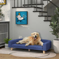 Load image into Gallery viewer, PawHut Dog Sofa Couch, Pet Bed with Comfortable Luxury Cushion, Washable Cover, Wooden Legs, Anti-slip Mat for Large Dogs, Cats, Kittens, Blue

