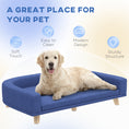 Load image into Gallery viewer, PawHut Dog Sofa Couch, Pet Bed with Comfortable Luxury Cushion, Washable Cover, Wooden Legs, Anti-slip Mat for Large Dogs, Cats, Kittens, Blue
