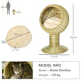 Load image into Gallery viewer, Raised Cat House, Natural Mat Grass Cat Bed, Kitten Cave with Cushion, Detachable Top, Yellow, Φ41x 69 cm
