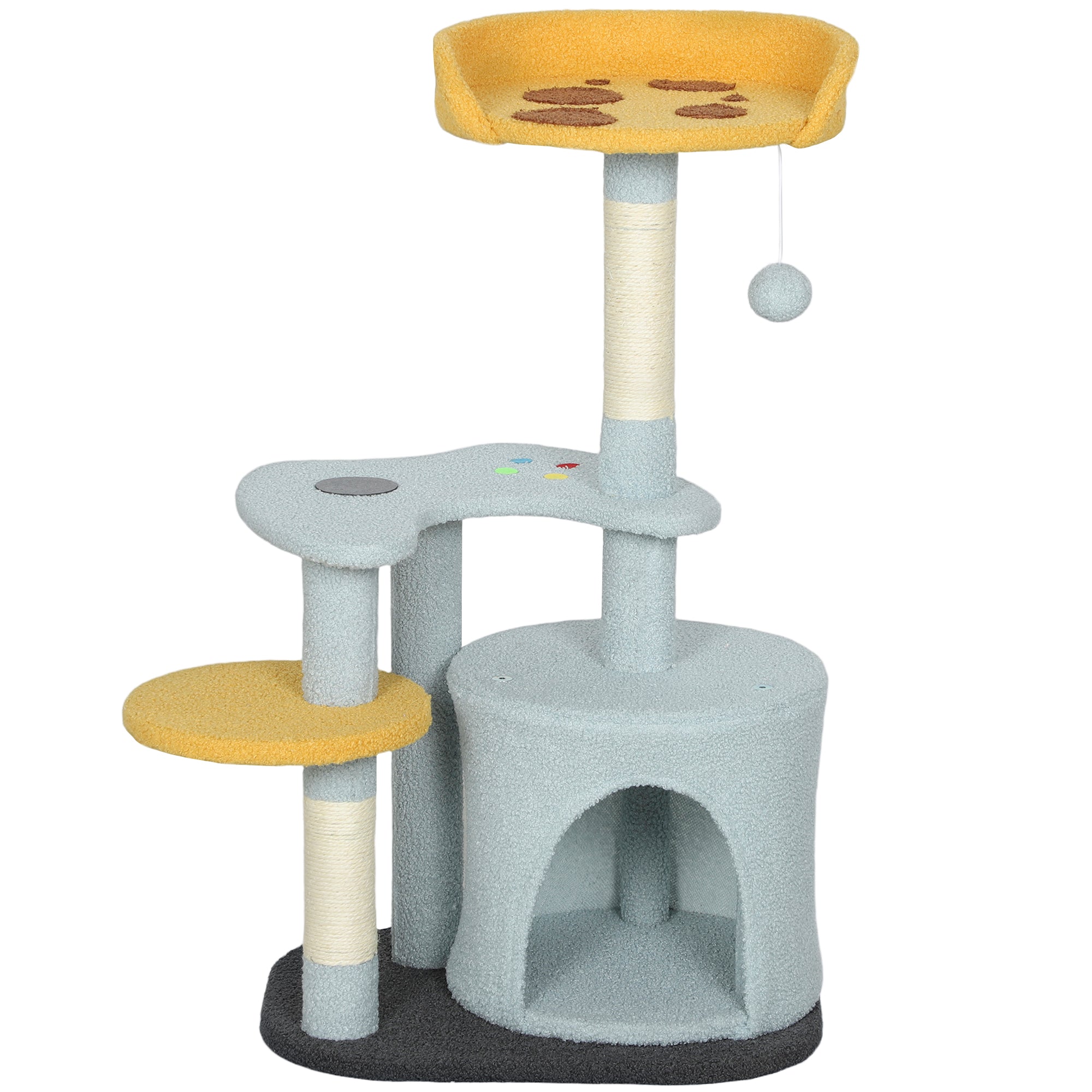 Cat Tree, 31.5 inch Cat Tower for Indoor Cats with Plush Perch, Gamepad Shaped Platform, Condo, Sisal Scratching Post and Toy Ball, Blue