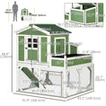 Load image into Gallery viewer, 42" Chicken Coop, Wooden Hen Run House, Rabbit Hutch with Nesting Box, Removable Tray, Asphalt Roof, Planting Lattice, Green
