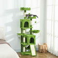 Charger l'image dans la visionneuse de la galerie, Cat Tree, 70" Multi-Level Cat Tower for Indoor with 2 Condos, 2 Plush Top Perches, Hammock, Platforms, Toy Balls, Sisal Scratching Posts and Board, Green
