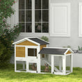 Load image into Gallery viewer, Wooden Rabbit Hutch Outdoor, Double Tier Guinea Pig Hutch, Small Animal House Water-Resistant Roof Ramp 147 x 54 x 84 cm, Yellow
