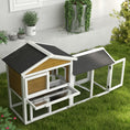 Load image into Gallery viewer, Wooden Rabbit Hutch Outdoor, Double Tier Guinea Pig Hutch, Small Animal House Water-Resistant Roof Ramp 147 x 54 x 84 cm, Yellow
