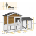 Load image into Gallery viewer, Wooden Rabbit Hutch Outdoor, Double Tier Guinea Pig Hutch, Small Animal House Water-Resistant Roof Ramp 147 x 54 x 84 cm, Yellow
