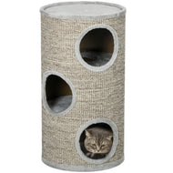 Cat Barrel Kitten Tree Tower for Indoor Cats, Cat Climbing Frame, Covered in Sisal, Cosy Platform - Light Grey