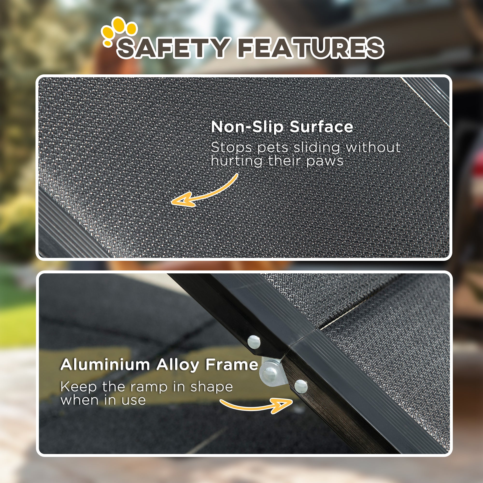 Folding Pet Ramp, 62 Inch Lightweight Portable Dog Ramp for Extra Large Dogs, Non-Slip Surface for Cars, Trucks and SUVs, Black