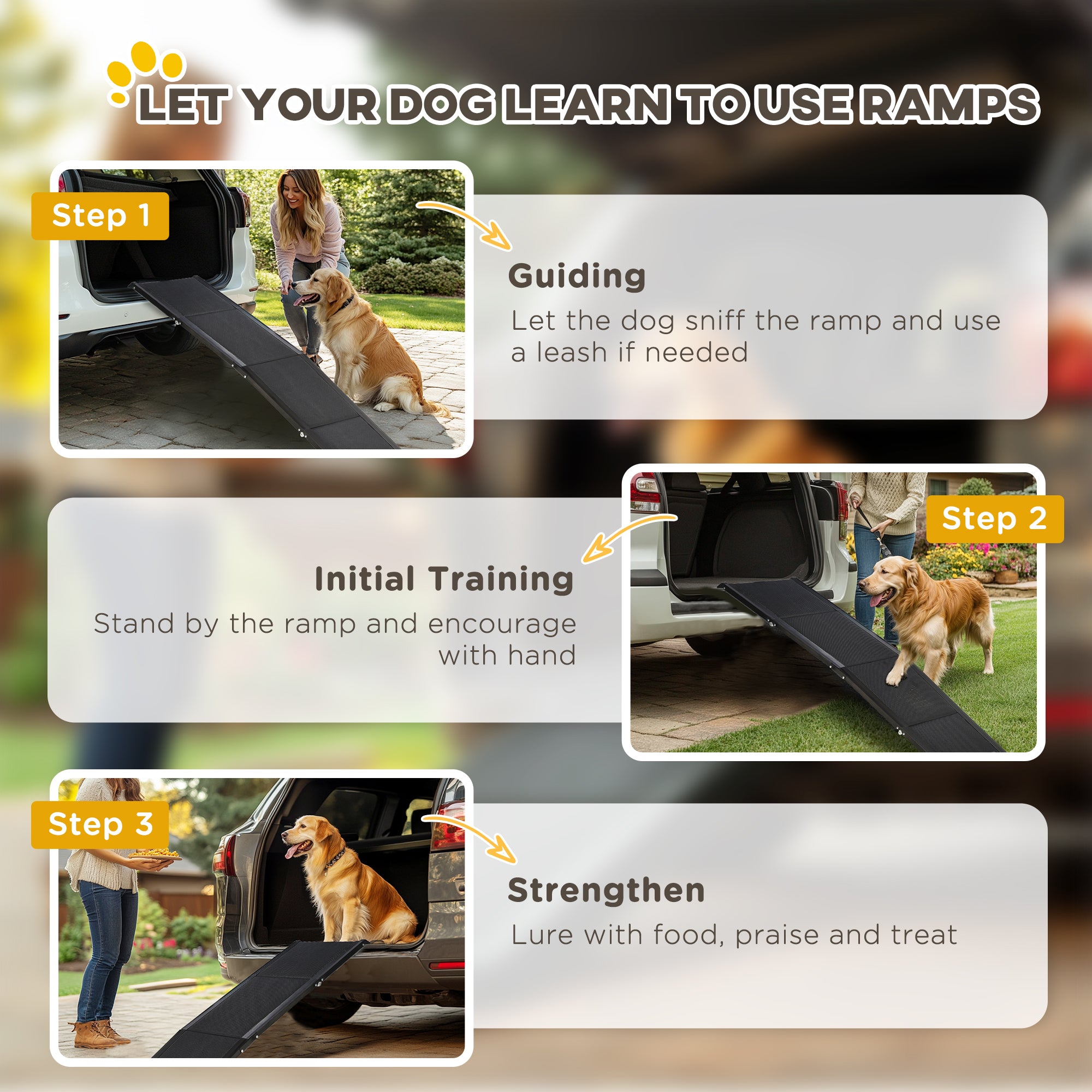 Folding Pet Ramp, 62 Inch Lightweight Portable Dog Ramp for Extra Large Dogs, Non-Slip Surface for Cars, Trucks and SUVs, Black