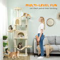 Load image into Gallery viewer, Cat Tree, 202cm Large Cat Tower for Indoor Kittens with 6 Scratching Posts, 2 Condos, 2 Perches, 2 Hammocks, Pompoms, Multi-Level Plush Kitty Activity Centre for Rest and Play, Beige
