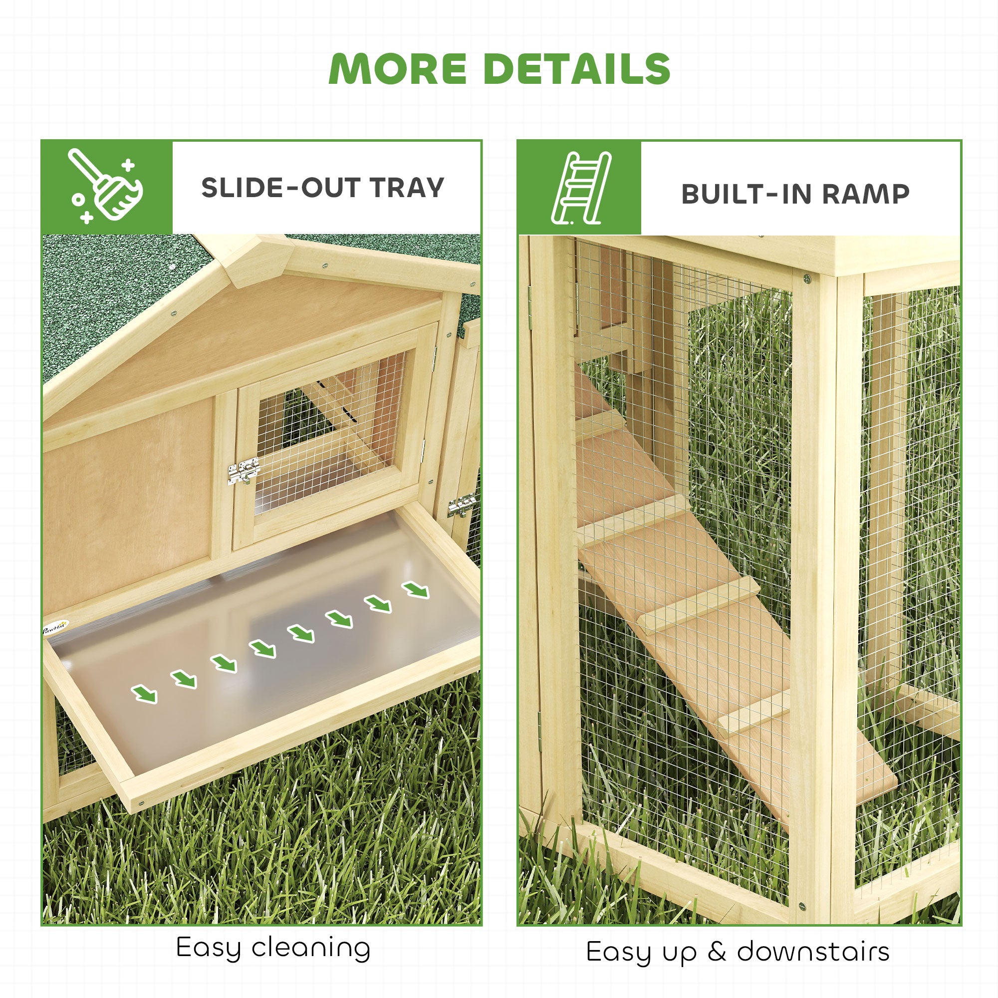 80" Chicken Coop, Wooden Outdoor Chicken Cage Hen House with Nesting Box, Double Runs, Removable Tray, Ramp, for Backyard